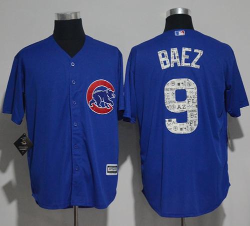 Cubs #9 Javier Baez Blue Spring Training Authentic Flex Base Stitched MLB Jersey - Click Image to Close